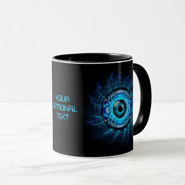 Custom Text Cyber Circuit Eye Mug (Front Right)