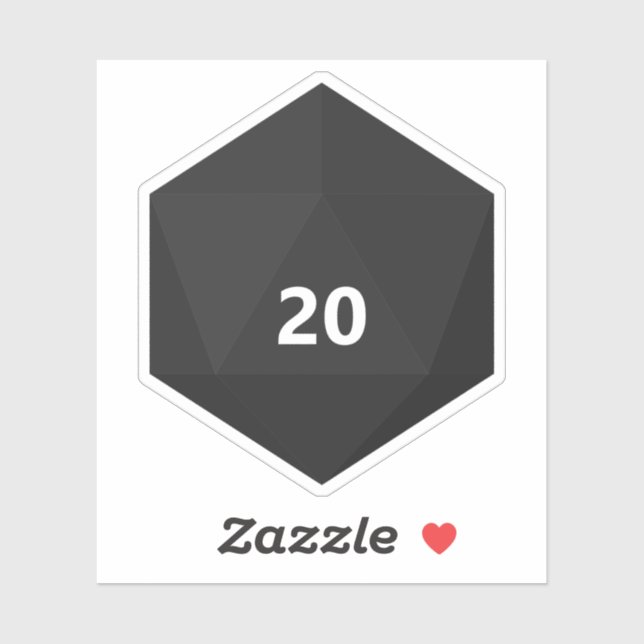 Custom Text D20 Die | Black Template Sticker (Sheet)