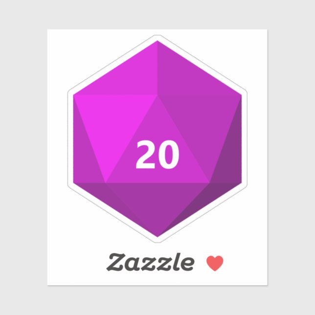 Custom Text D20 Die | Magenta Template Sticker (Sheet)