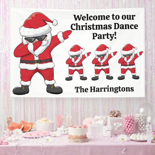 Custom Text Dabbing Dancing Santa Banner (Party)