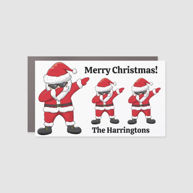 Custom Text Dabbing Dancing Santa Car Magnet (Front)