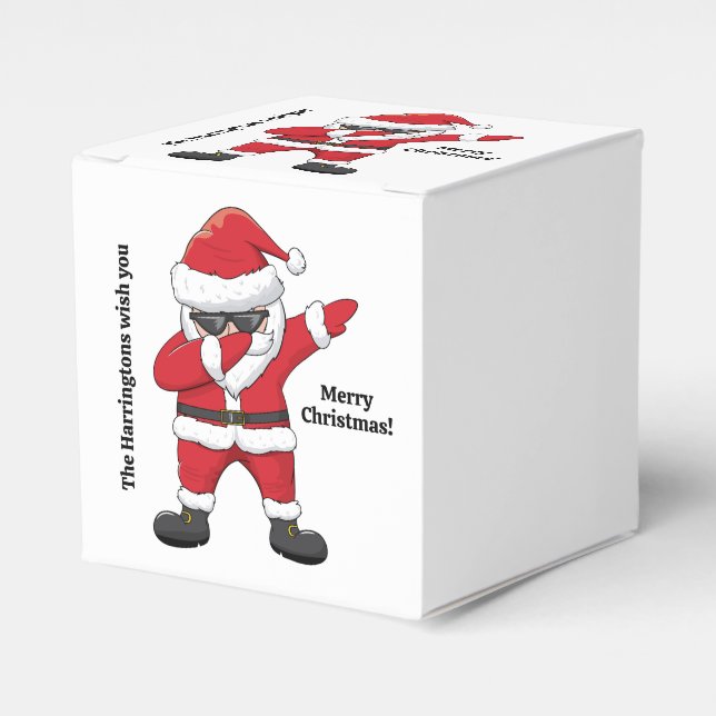 Custom Text Dabbing Dancing Santa Favor Boxes (Front Side)