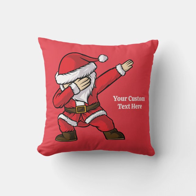 Custom Text Dabbing Dancing Santa Throw Pillow (Front)