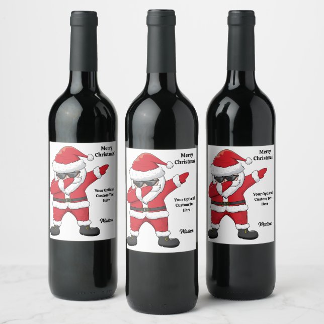 Custom Text Dabbing Dancing Santa Wine Label (Bottles)