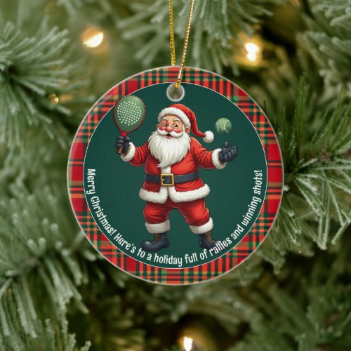🎾🎄Custom text, Deck the Court Ceramic Ornament