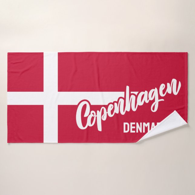 Custom Text Denmark Flag Bath Towel (Bath Towel)