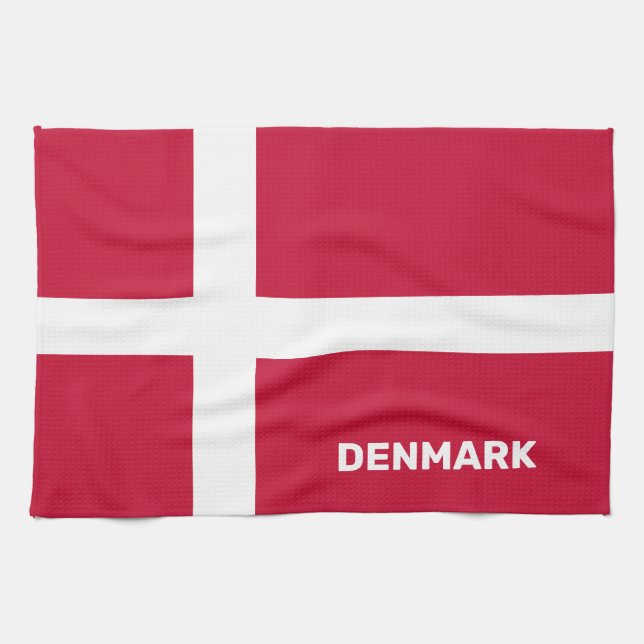 Custom Text Denmark Flag Kitchen Towel (Horizontal)
