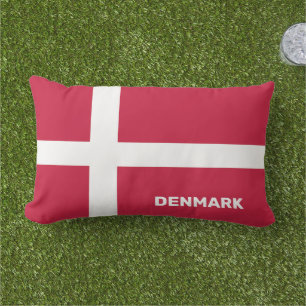 Custom Text Denmark Flag Lumbar Pillow