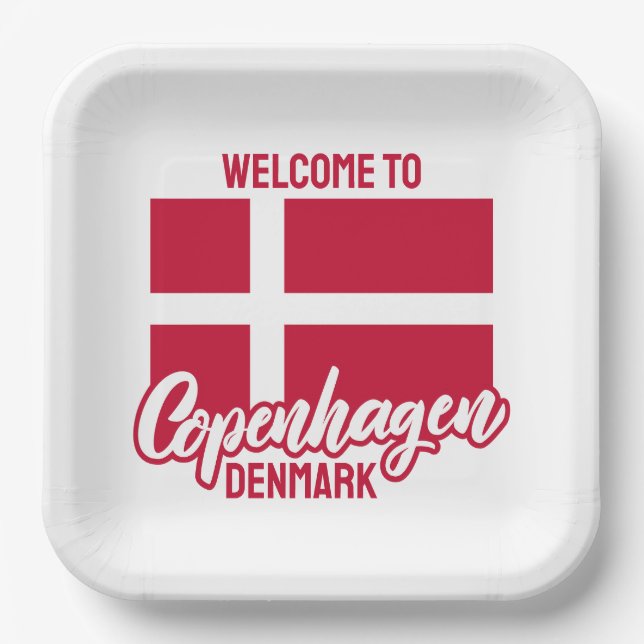 Custom Text Denmark Flag Paper Plates (Front)