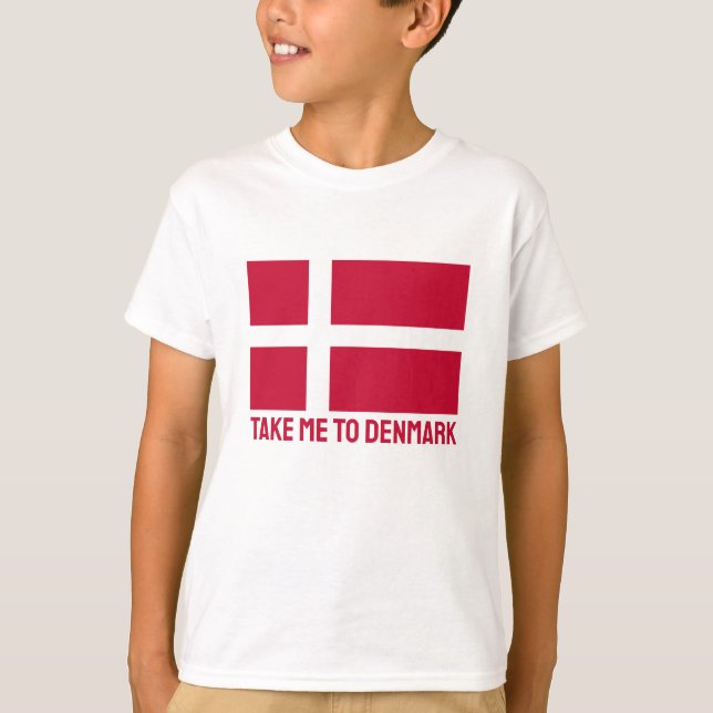 Custom Text Denmark Flag T-Shirt (Front)