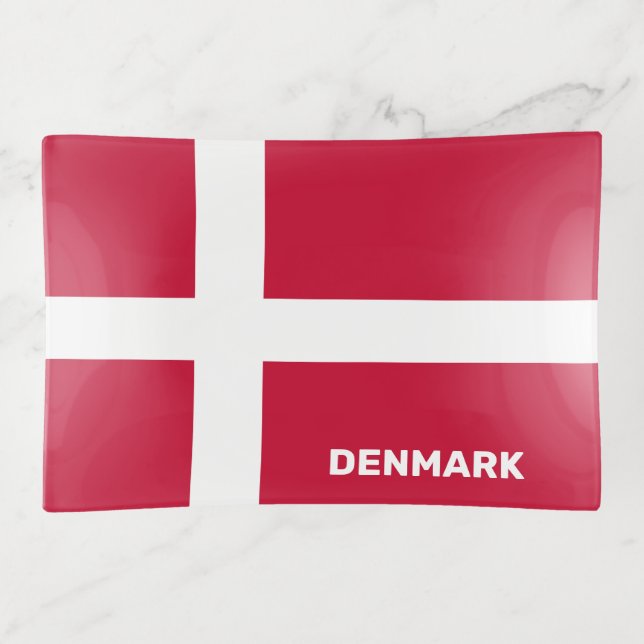 Custom Text Denmark Flag Trinket Tray (Front)