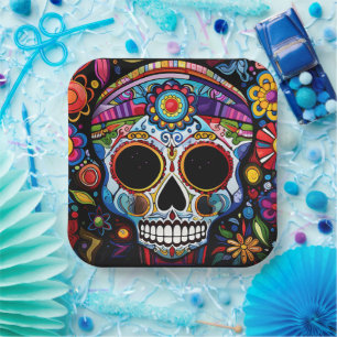 Custom text 💀 Día de Muertos Paper Plates