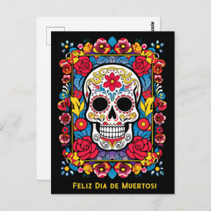 Custom text Dia de Muertos Sugar skull  Postcard