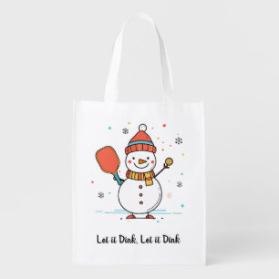 Custom text Dinking Snowman Grocery Bag