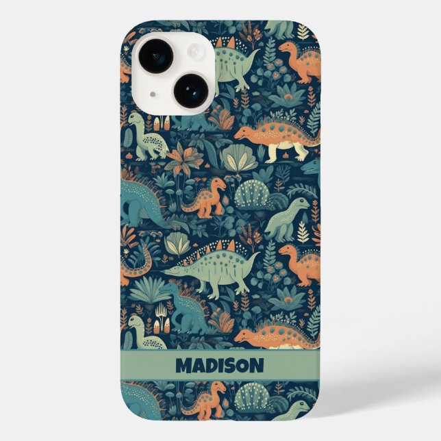 Custom Text Dinosaur Pattern Case-Mate iPhone Case (Back)