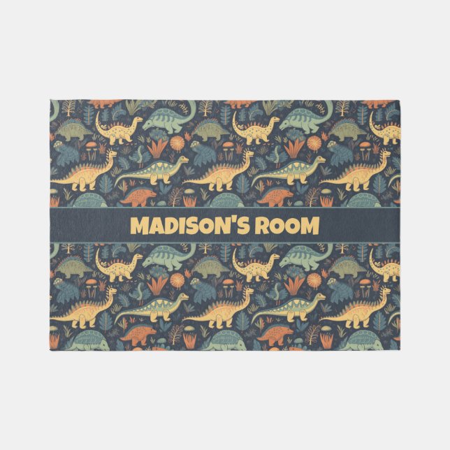 Custom Text Dinosaur Pattern Rug (Front)