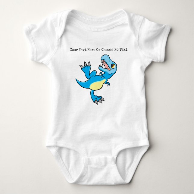 Custom Text Dinosaur T Rex Rawr Tyrannosaurus Dino Baby Bodysuit (Front)