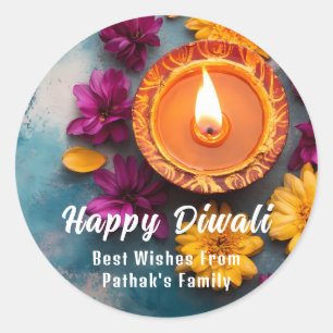 Custom text, Diwali Delight  Classic Round Sticker
