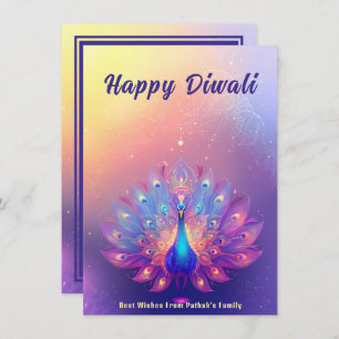 Custom text, Diwali Peacock Splendor Holiday Card