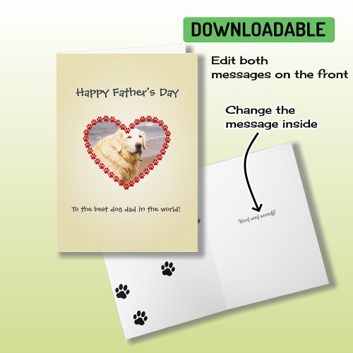 Custom text dog dad photo Fathers Day Card