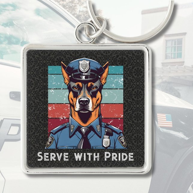 Custom Text Dog Gifts for Police Officers Dad Him Keychain (Custom Text Dog Gifts for Police Officers Dad Him)