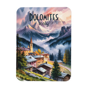 Custom Text Dolomites Alps Italy Travel Watercolor Magnet