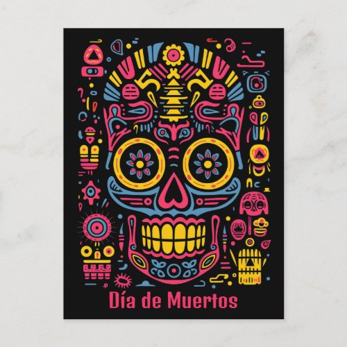 Custom text   doodle style Da de Muertos Postcard