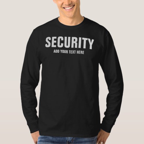 Custom Text Double Sided Print Mens Security Black T_Shirt