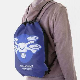 Custom Text Drone Drawstring Bag