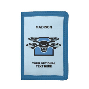 Custom Text Drone Tri-fold Wallet