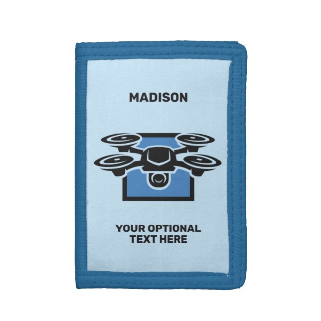 Custom Text Drone Tri-fold Wallet (Front Vertical)