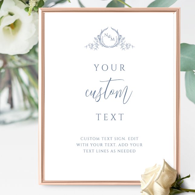 Custom Text, Dusty Blue Monogram Wedding Sign (Creator Uploaded)