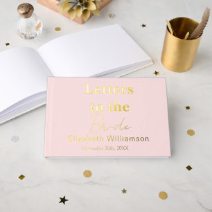 Custom Text Dusty Pïnk Gold Letters to the Bride Foil Guest Book