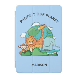 Custom Text Earth with Animals iPad Mini Cover
