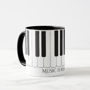 Custom text ebony & ivory piano keys design mug