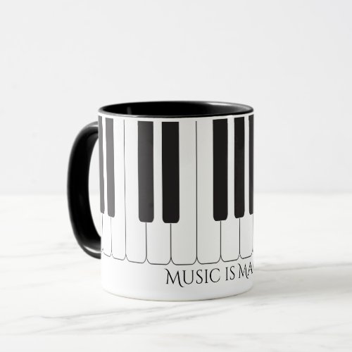 Custom text ebony  ivory piano keys design mug