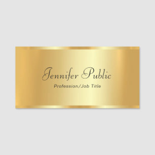 Custom Text Elegant Gold Typography Script Name Tag