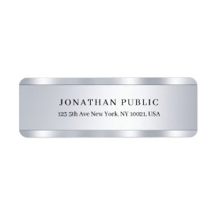 Custom Text Elegant Modern Silver Return Address Label