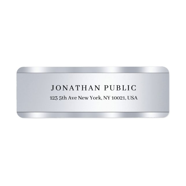 Custom Text Elegant Modern Silver Return Address Label (Front)