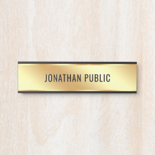 Custom Text Elegant Modern Simple Gold House Door Sign