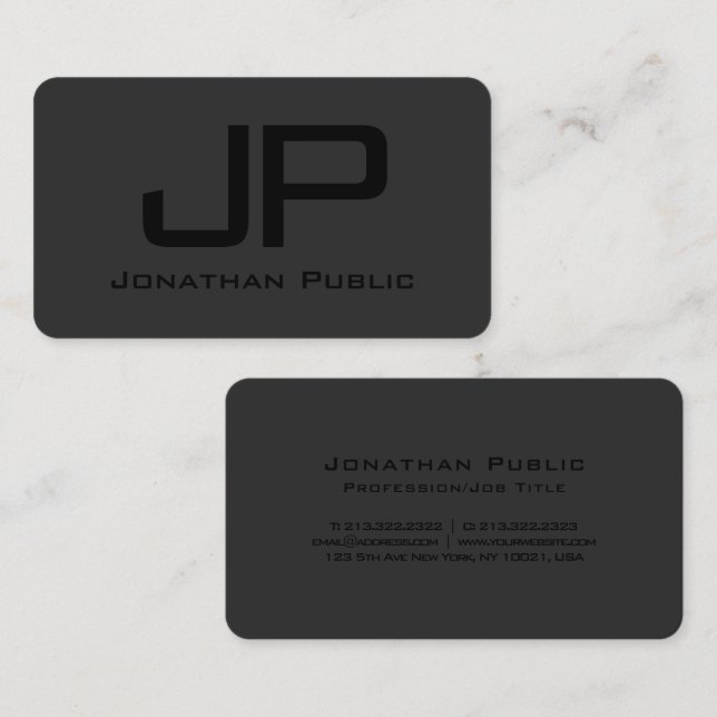 Custom Text Elegant Modern Simple Monogrammed Business Card (Front/Back)