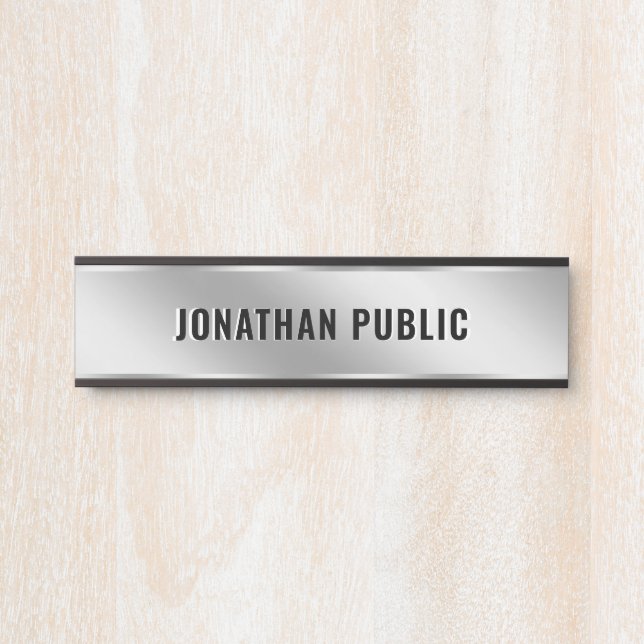 Custom Text Elegant Modern Simple Silver Home Door Sign (Front)