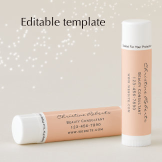 Custom Text Elegant Peach Personalized Gift Lip Balm