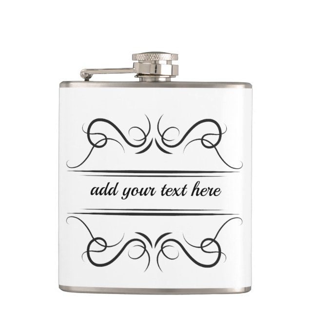 Custom Text Elegant Scroll Flask (Front)
