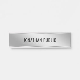 Custom Text Elegant Silver Door Sign Template