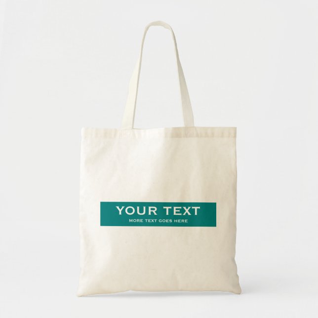 Custom Text Elegant Template Teal Green Natural Tote Bag (Front)