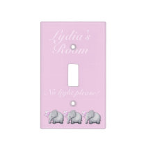 Custom Text Elephant Baby Pink Nursery Room Light Switch Cover