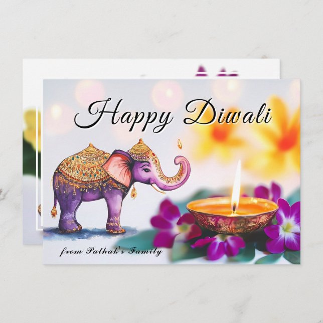 Custom text, Elephant Majesty Holiday Card (Front/Back)
