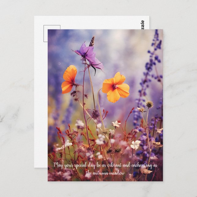 Custom text Enchanting meadow in Autumn Postcard (Front/Back)