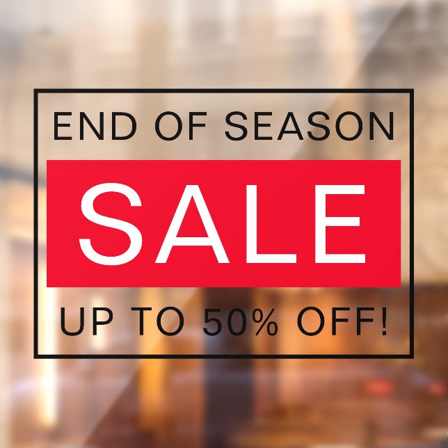Custom text end of season sale sign window cling (Sheet 2)